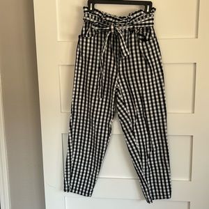 Black and white gingham pants, crop length with belt. brand new.
